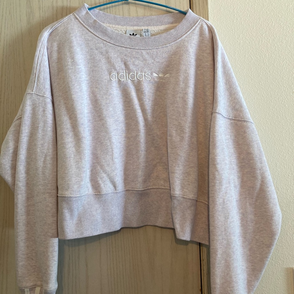 Light Purple Cropped Adidas Crew Sweatshirt
